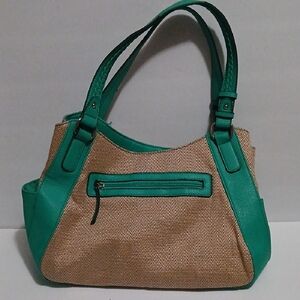 Apt. 9 Green and Tan Shoulder Bag